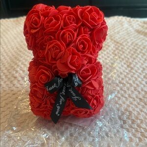 Red Rose Teddy Bear with Ribbon